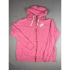 Nike Sportswear Gym Vintage Full Zip Hoodie Pink Heather 1X 924086-662 Plus Size